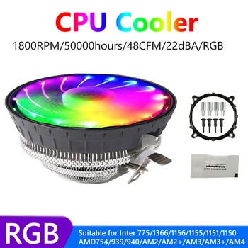 Univerzálne Chladenie CPU Chladiča Ventilátor 3Pin 1800RPM RGB Svetlo Tichý Chladič pre Intel LGA AMD 1150 Pokojnej Ventilador Vysokej Kvality
