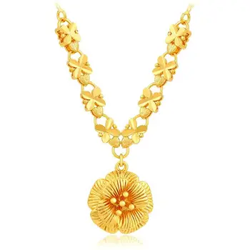 XP Šperky --- Čistého Zlata Farba Kvetov Prívesok Náhrdelníky pre Ženy, Svadobné Šperky Nikel zadarmo